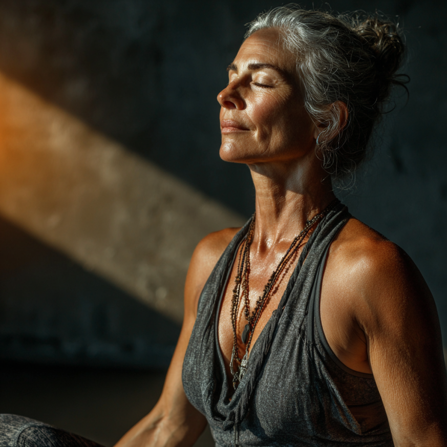 Persona mayor practicando yoga