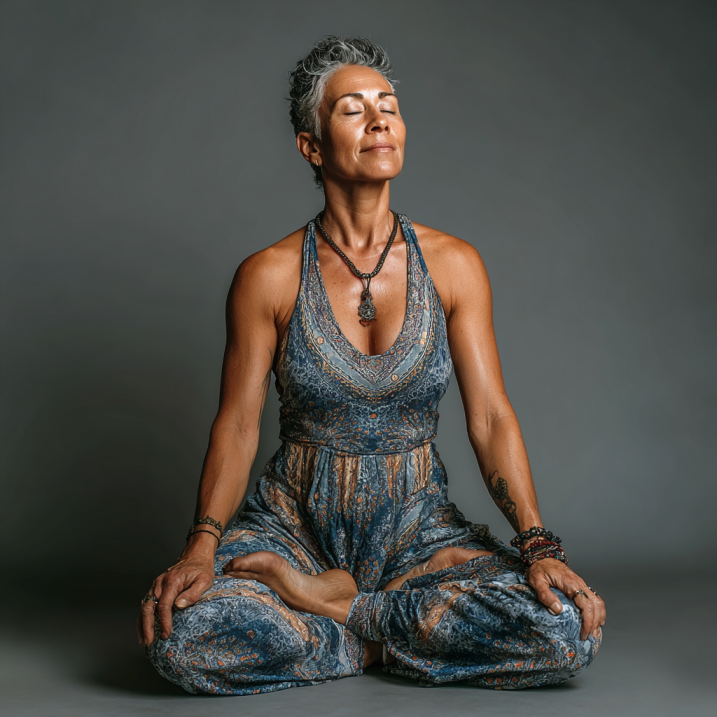 Grupo de personas mayores practicando yoga